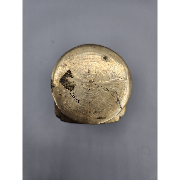 Vintage CHINESE ENAMELED Brass TEA CADDY JAR Amber Lucite Topper Lid Scene - Picture 7 of 9